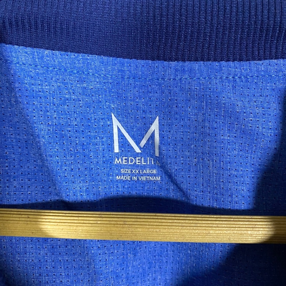Medelita Element Scrub Jacket Blue XXL Full Zip Ribbed Collar Cuffs - Picture 6 of 16